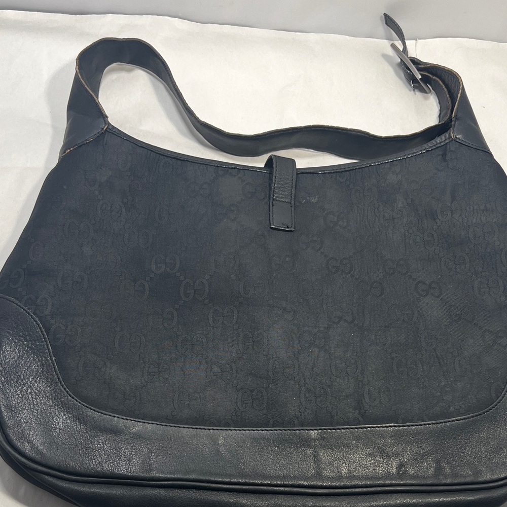 Gucci Black Jackie Messenger Bag with Green and Red Stripe - Picture 2 of 11
